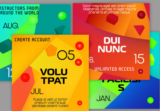 Social Media Square Post Layout Abstract Fluid 3D Neon Shape