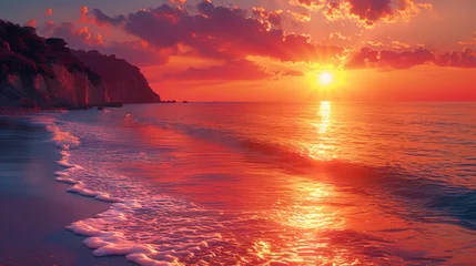 Poster Sunset shades, starting from warm coral to cool lilacs, create an exciting atmosphere of romantic © JVLMediaUHD