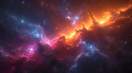 The background of Cosmos, where sparkling cosmic nebulae and luminous planets create a visual sens