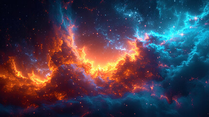 Obraz premium The dark cosmic background, where sparkling stars and cosmic rays create the impression of a cosmi