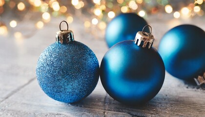 blue christmas tree balls toys on a light background