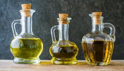 realistic oil glass bottle set transparent