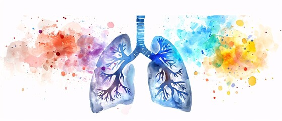 A watercolor illustration of a human lung Generative AI - obrazy, fototapety, plakaty