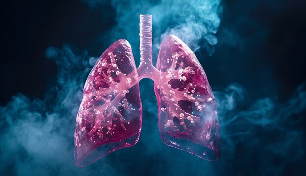 Purple Lung with Bubbles Generative AI