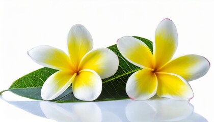 Fototapeta na wymiar two frangipani flowers isolated on white