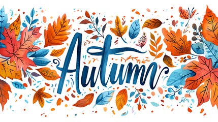 autumn leaves Banner With Orange Leaves, White Background Generative Ai