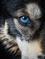 husky dog closeup of an eye, hyper realistic, cinematic colors created with Generative Ai