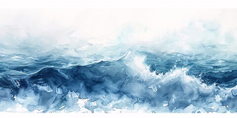 A painting of a blue ocean with waves Generative AI