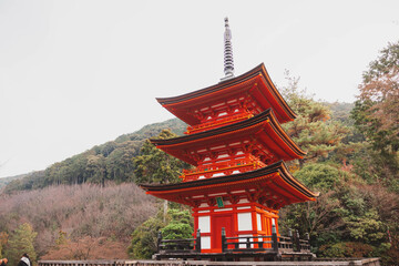 Red pagoda in Kyoto