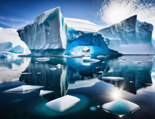 Beautiful iceberg landscape nature of Antarctica, climate change concept background, melting ice due to global warming