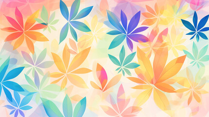 A funky, abstract kaleidoscopic glitch cannabis/marijuana background water color, cartoon, hand drawing, animation 3D, vibrant, minimalist style. ai generated.