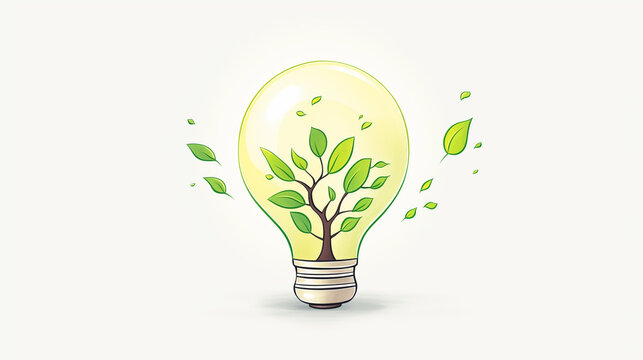 A green tree growing inside a light bulb is like a beacon of light in a dark world water color, cartoon, hand drawing, animation 3D, vibrant, minimalist style. ai generated.