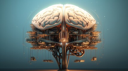 Fototapeta na wymiar brain in futuristic
