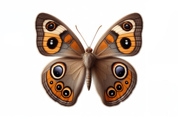 Common Buckeye Butterfly isolated on solid white background. ai generative