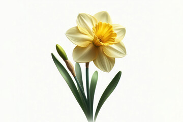 Daffodil flower isolated on solid white background. ai generative