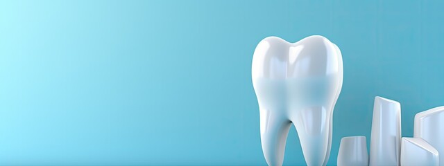 3d dental on blue background with copy space 