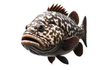 Obraz premium Grouper fish isolated on solid white background. ai generative