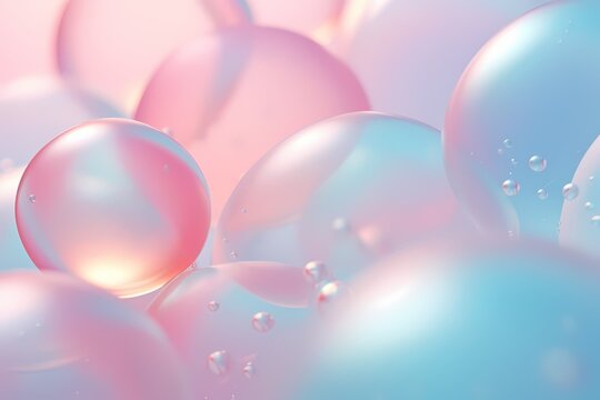 Soft-focus pastel bubbles arranged in an abstract yet balanced configuration, capturing a tranquil atmosphere.
