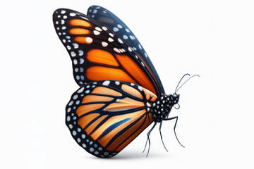 Monarch Butterfly isolated on solid white background. ai generative