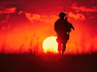 Küchenrückwand glas motiv silhouette of a soldier © B & G Media