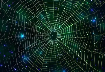 A Spinning Web of Green and Purple Lights Generative AI
