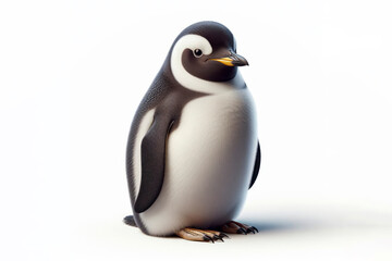 Fototapeta premium Penguin bird isolated on solid white background. ai generative