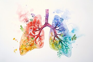 A colorful illustration of the human lungs Generative AI - obrazy, fototapety, plakaty