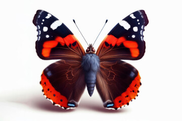 Red Admiral Butterfly isolated on solid white background. ai generative