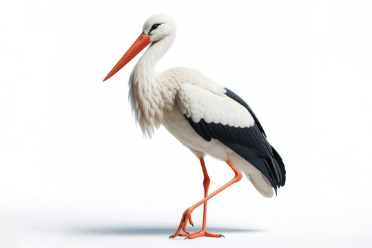 Stork bird isolated on solid white background. ai generative