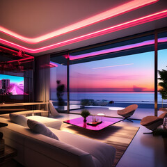 Futuristic Modern House with vibrant sky color ideas 