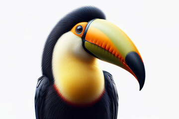 Toucan bird isolated on solid white background. ai generative