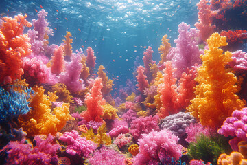 Naklejka na ściany i meble Beautiful Ornamental Fish in Beautiful Coral Reefs