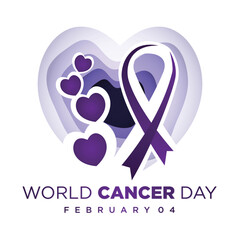 Background World Cancer Day design paper cut style