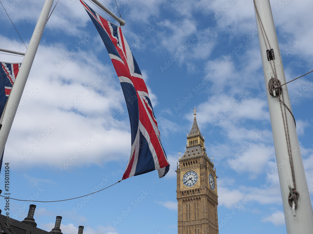 Poster big ben and union jack in london