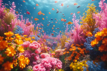 Fototapeta na wymiar Beautiful Ornamental Fish in Beautiful Coral Reefs
