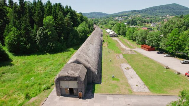 Aerial view of the The Stepina Train Bunker for Hitler own command train, Poland