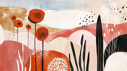 Boho Spring Wallpapers: Scandinavian Art with Inspirational Shapes - Generative AI Design