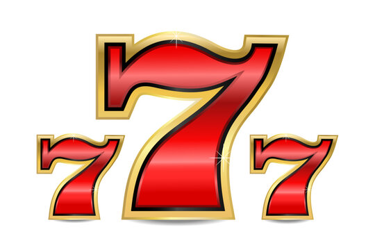  Red and gold number 777 on a white background. Vector illustration.