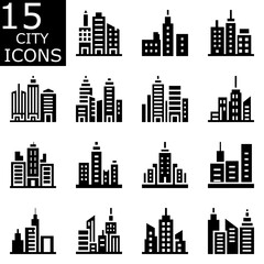 Set of city icons vector. Pictogram design.