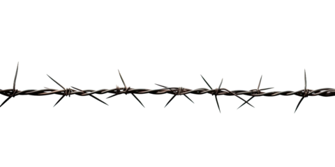 A barbed wire running horizontally through the picture, banner, isolated