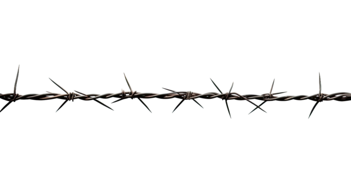 A barbed wire running horizontally through the picture, banner, isolated