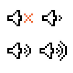 Dynamic pixel set icon. Loudspeaker sign. Sound volume audio device