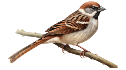 A cute sparrow, isolated, white background