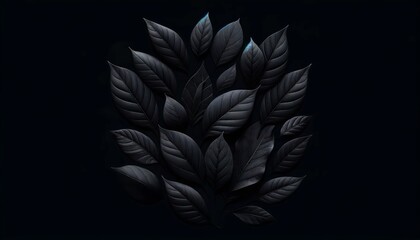 Minimalistic Black Leaves - Flat Lay Artistry Background