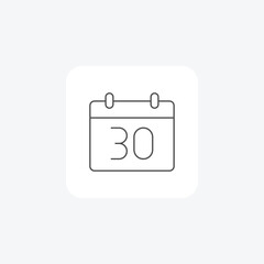 Calendar grey thin line icon , vector, pixel perfect, illustrator file