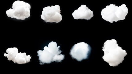 Fototapeta premium Set of realistic isolated cloud on the black background.