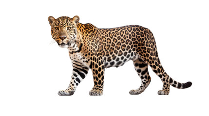 An adult standing leopard isolated