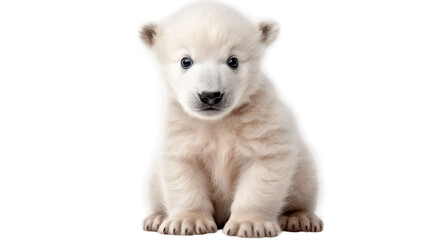  Cute little polar bear cub isolated on white transparent