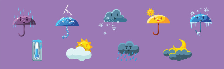 Childish Weather and Meteorology Character Element Vector Set