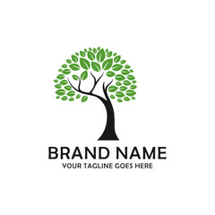 Obraz premium Abstract vibrant tree logo design, root vector